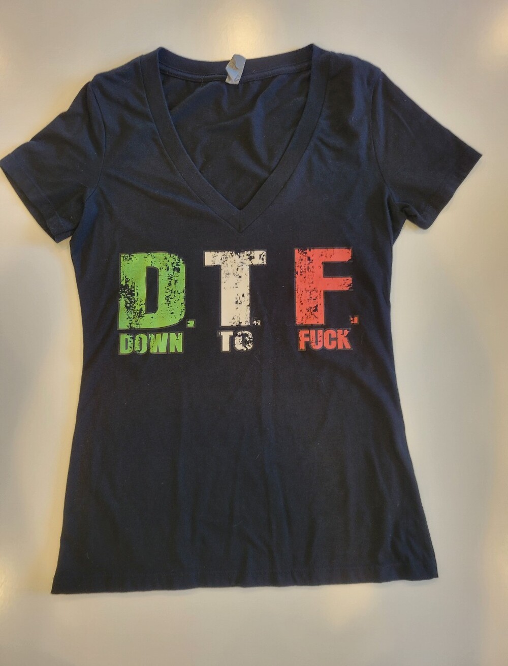 DTF V-Neck Graphic Tee- Jersey Shore Size Medium